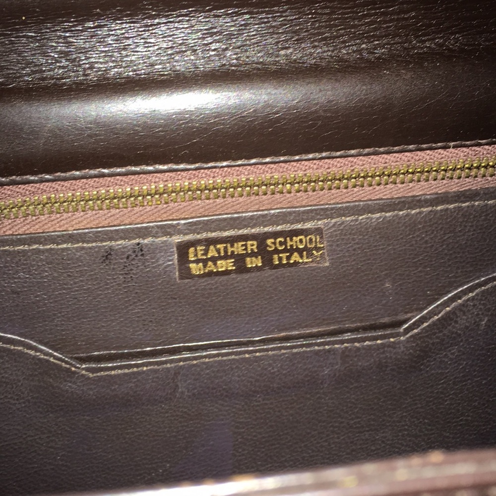 Chocolate brown vintage leather handbag (Italian) - Picture 2 of 4